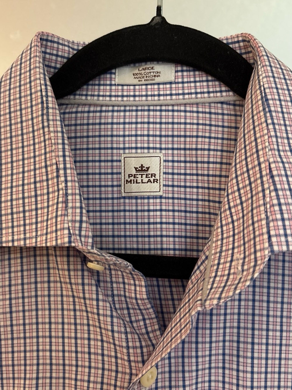 Peter Millar Blue and Pink Micro-Check Dress Shirt